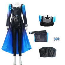 Laden Sie das Bild in den Galerie-Viewer, Evie blau schwarz Outfit Descendants: Wicked Wonderland Evie Cosplay Kostüm