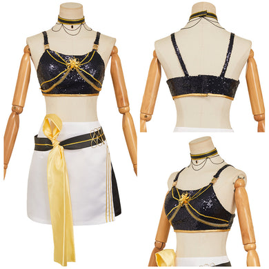 Huntrix Mira Golden schwarz Kostüm Kpop Demon Hunters Mira Cosplay Outfits