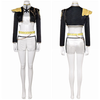 Huntrix Rumi Gold schwarz weiß Kostüm Cosplay Outfits