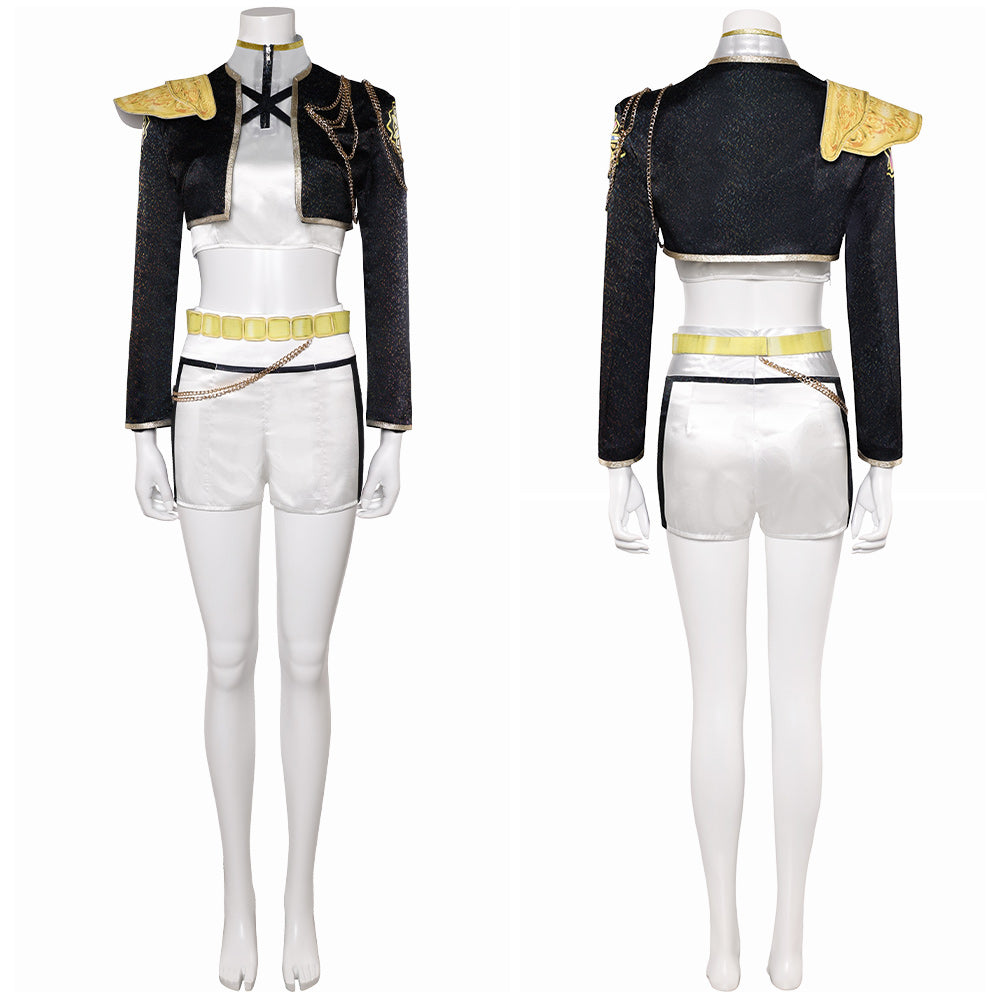 Huntrix Rumi Gold schwarz weiß Kostüm Cosplay Outfits