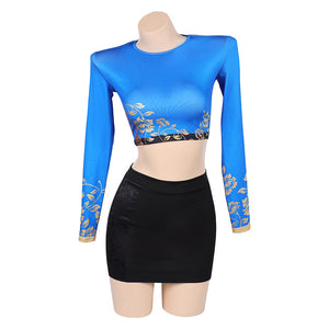Huntrix Zoey blau Outfits Kpop Demon Hunters Zoey Cosplay Kostüm