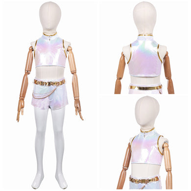 Kinder Mädchen Huntrix Rumi weiß Outfits Cosplay Kostüm