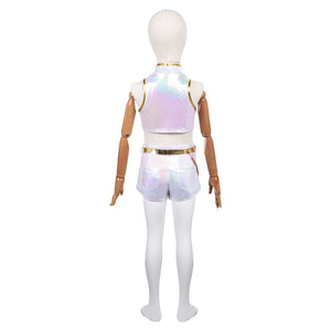 Kinder Mädchen Huntrix Rumi weiß Outfits Cosplay Kostüm