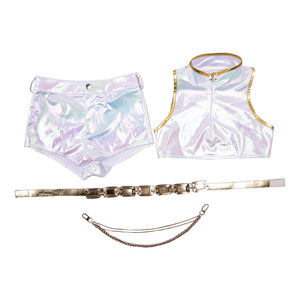 Kinder Mädchen Huntrix Rumi weiß Outfits Cosplay Kostüm