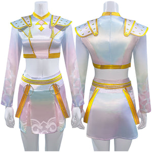 Kinder Mädchen Kpop Demon Hunters Huntrix Zoey Golden Kostüm 
