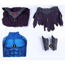 Laden Sie das Bild in den Galerie-Viewer, Skeleton King blau Kostüm Set Masters of the Universe 2026 Skeleton Outfit