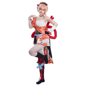 Genshin Impact Yoimiya Kostüm Cosplay Halloween Karneval Outfits