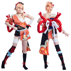 Genshin Impact Yoimiya Kostüm Cosplay Halloween Karneval Outfits