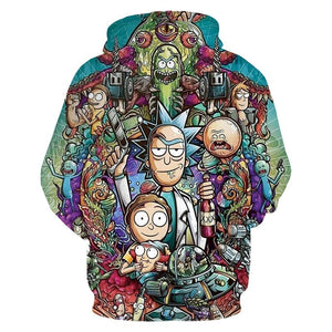 Rick and Morty Hoodie Hooded Pullover mit Kaputze Sweatshirt Pulli Erwachsene