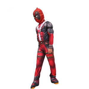 Kinder Marvel Deadpool Jumpsuit Maske Cosplay Kostüm Karneval