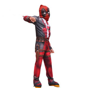 Kinder Marvel Deadpool Jumpsuit Maske Cosplay Kostüm Karneval
