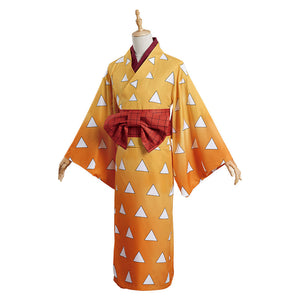 Demon Slayer Agatsuma Zenitsu Cosplay Kostüm Outfits Halloween Karneval Kimono