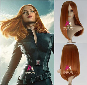 Captain America: The Winter Soldier Black Widow Cosplay Perücke Natasha Romanoff glattes Haar Braun