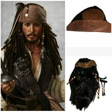 Laden Sie das Bild in den Galerie-Viewer, Pirates of the Caribbean Fluch der Karibik Jack Sparrow Johnny Depp Perücke Cosplay Perücke Hut