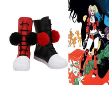 Laden Sie das Bild in den Galerie-Viewer, Batman Harley Quinn Stiefel Cosplay Schuhe Stiefel ROT SCHWARZ