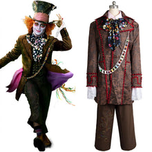 Laden Sie das Bild in den Galerie-Viewer, Alice In Wonderland Johnny Depp Mad Hatter 6 Stücke Full Set Cosplay Kostüm