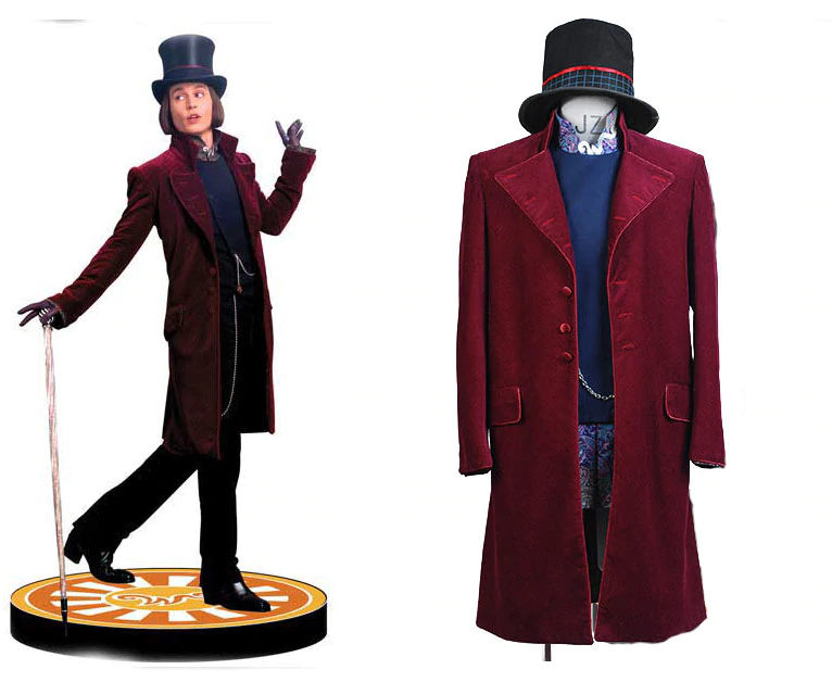 Charlie and the Chocolate Factory Willy Wonka Cosplay Kostüm Set Lila
