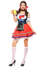 Laden Sie das Bild in den Galerie-Viewer, Damen Dirndl Trachtenkleid für Oktoberfest Karneval Kostüm Erwachsene Rot