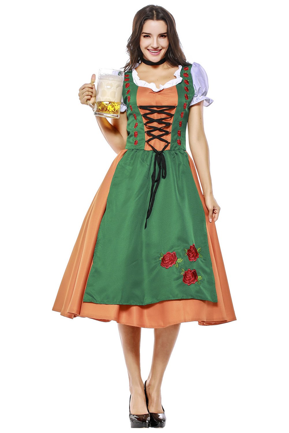 Damen Dirndl Trachtenkleid für Oktoberfest Karneval Kostüm Mottoparty Erwachsene