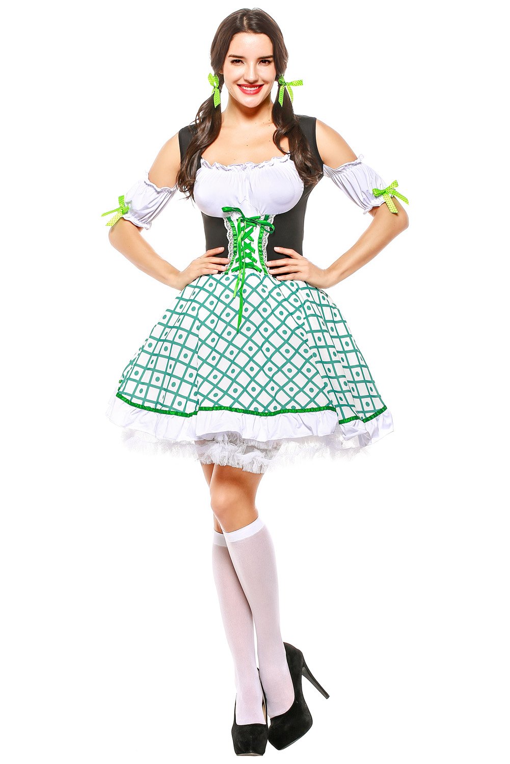 Damen Dirndl Trachtenkleid für Oktoberfest Mottoparty Karneval Kostüm