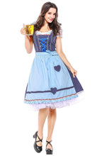 Laden Sie das Bild in den Galerie-Viewer, Damen Dirndl Trachtenkleid mit Schürze für Oktoberfest Karneval Kostüm M-XXXL