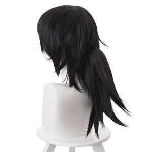 Demon Slayer Kimetsu no Yaiba Giyuu Tomioka Perücke Schwarz Cosplay Perücke Kurz Haar