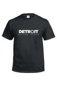 Detroit: Become Human Logo T-Shirt Tee Kurzarm Baumwollshirt Top Schwarz O-Neck Herren