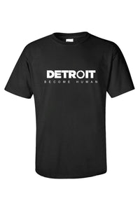 Detroit: Become Human Logo T-Shirt Tee Kurzarm Baumwollshirt Top Schwarz O-Neck Herren