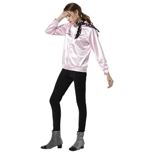 Grease Jacke Damen Pink Lady Jacke 50er Jahre Kostüm Rock Roll Lady mit Schal