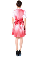 Laden Sie das Bild in den Galerie-Viewer, Oktoberfest Dirndl Damen Trachtenkleid mit Schürze Cosplay Kostüm Blau Rot