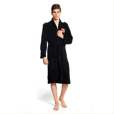 Resident Evil Umbrella Corporation Robe Bathrobe Bademantel Schwarz für Erwachsene Herren Männer Kostüm Gr. M/L