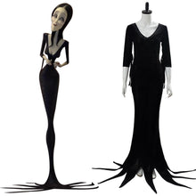 Laden Sie das Bild in den Galerie-Viewer, The Addams Family Die Addams Family Morticia Addams Cosplay Kostüm Kleid Schwarz