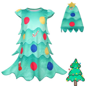 Weihnachtskostüme Mädchen Kinder Weihnachtskleid Weihnachtsbaum für Party Version 3