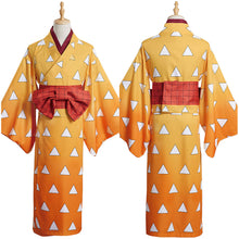 Laden Sie das Bild in den Galerie-Viewer, Demon Slayer Agatsuma Zenitsu Cosplay Kostüm Outfits Halloween Karneval Kimono