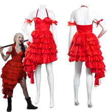 Laden Sie das Bild in den Galerie-Viewer, Suicide Squad 2 Harley Quinn rot Kleid Cosplay Kostüm Halloween Karneval Kleid