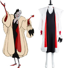 Laden Sie das Bild in den Galerie-Viewer, Cruella De Vil Cruella Mantel Kostüm Cosplay Halloween Karneval Outfits