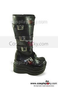 Punk & Gothic Stiefel Schuhe Schwarz 10cm Hochhackige