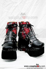 Laden Sie das Bild in den Galerie-Viewer, Punk Rot Plaid Klassischen Stiefel A Version Maßgeschneiderte