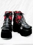 Laden Sie das Bild in den Galerie-Viewer, Punk Rot Plaid Klassischen Stiefel A Version Maßgeschneiderte